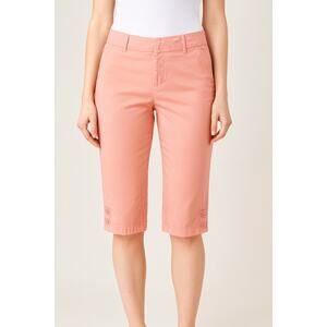 Talbots 8P 8 PETITE light salmon pedal pusher mid rise capri pants EUC pink